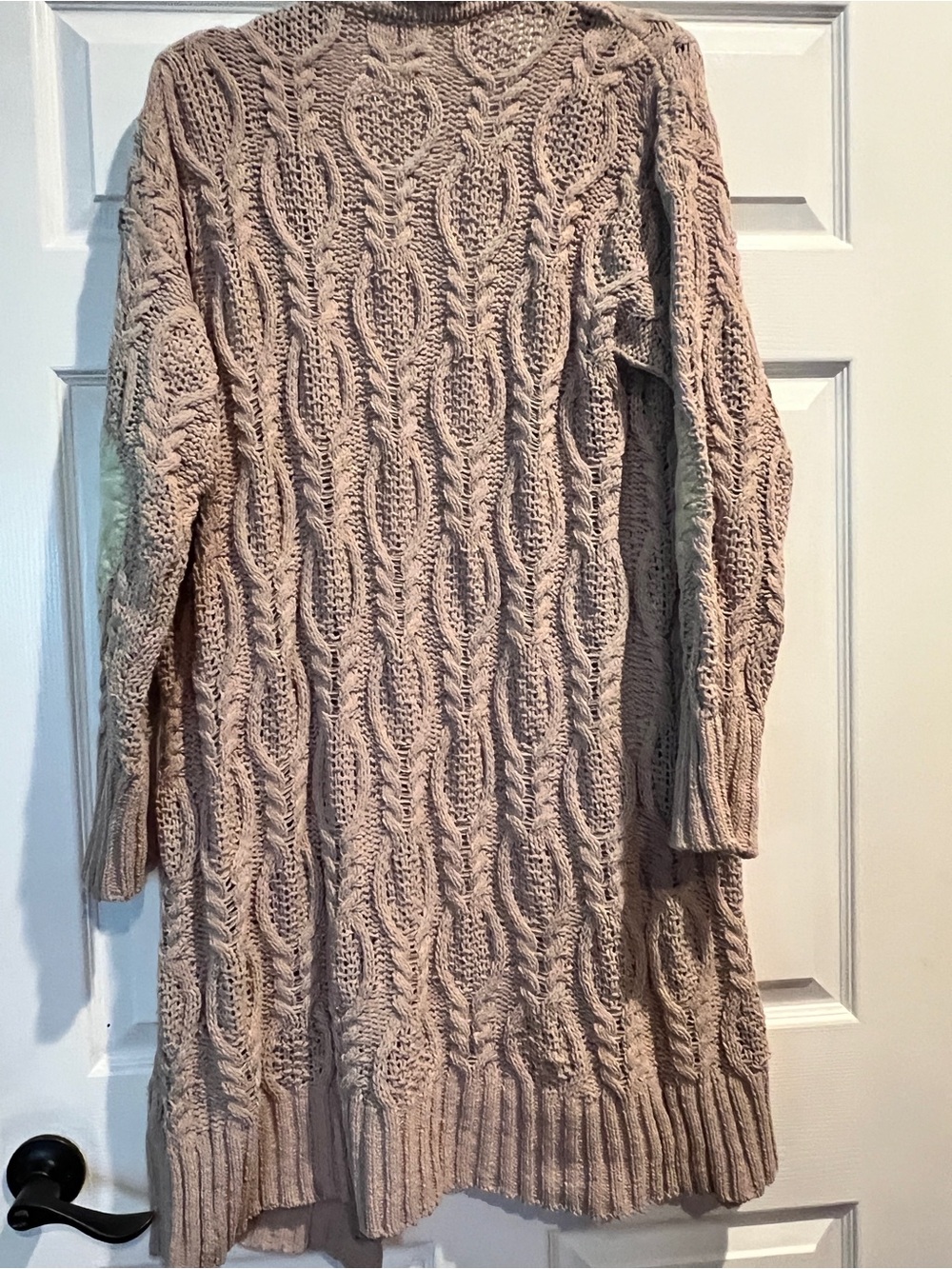 POL Cable Knit Long Cardigan in Light Beige